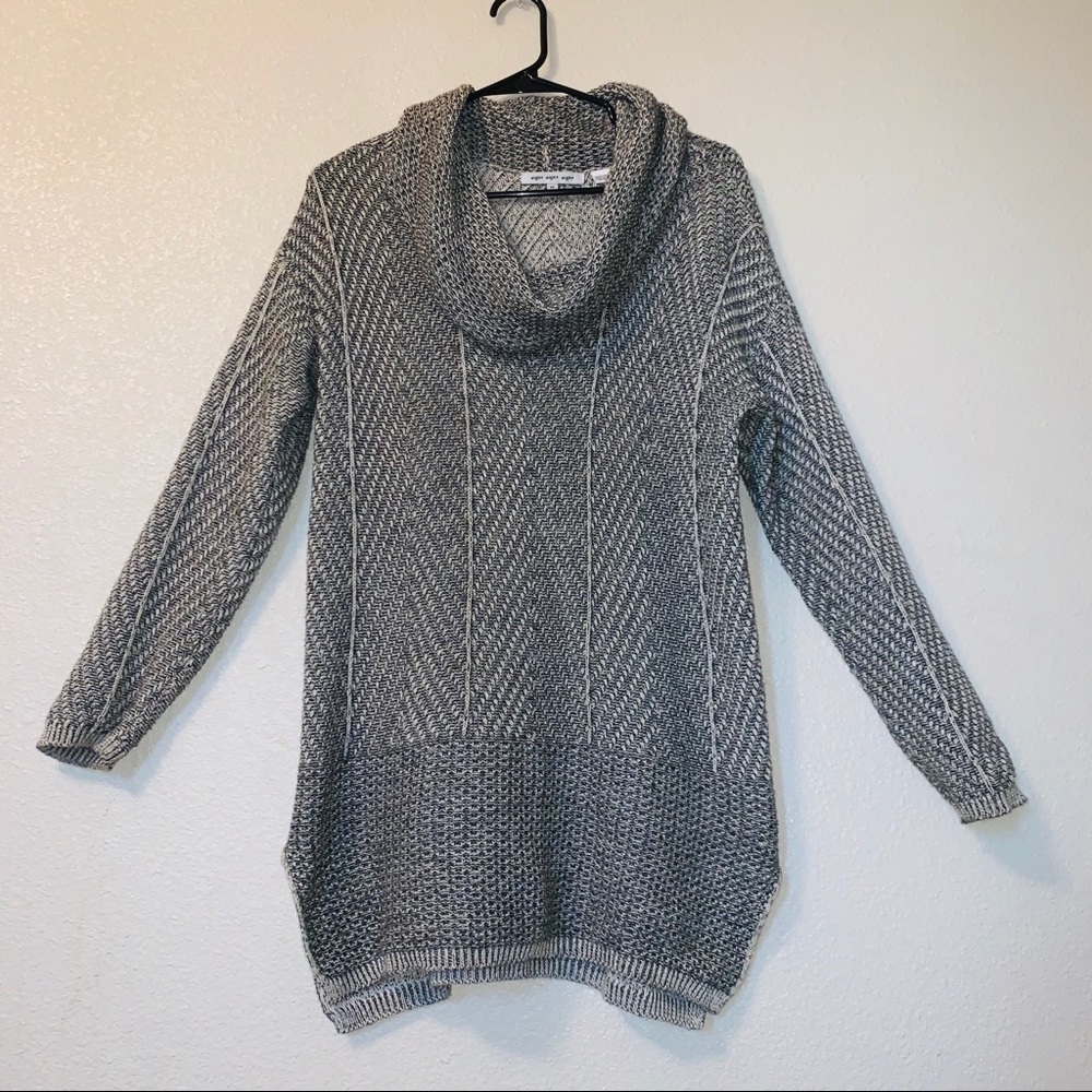 Eight Eight Eight Medium Grey and Black Cowl Neck